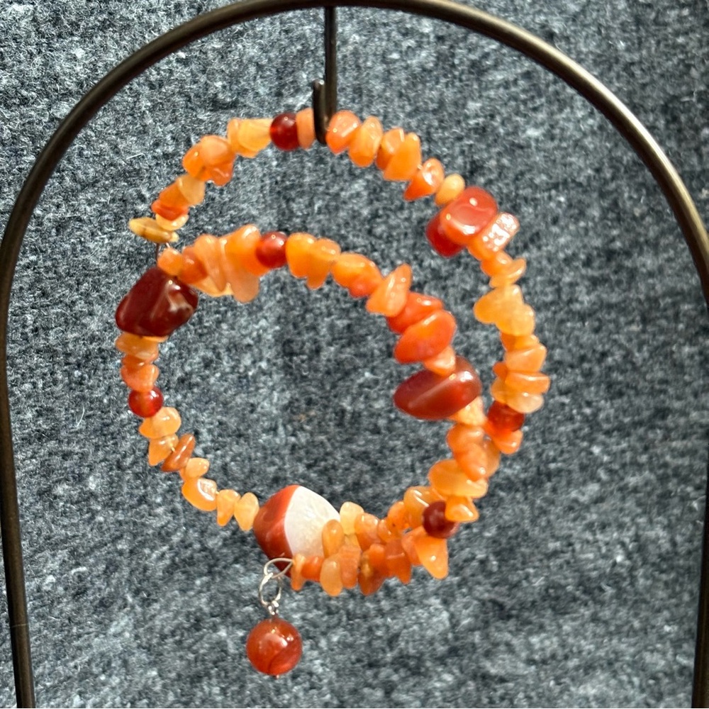 Vibrant Orange Beaded Bracelet with Semi-Precious Carnelian Stones